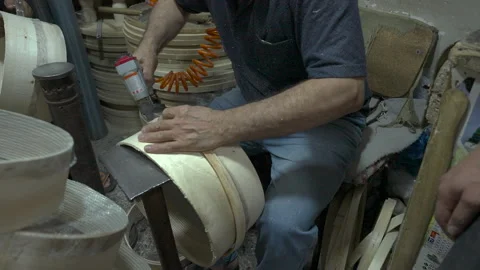 Traditional Handcraft Drum Making Process Stock Footage 316233211