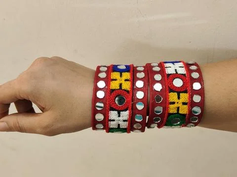 Traditional handmade bangles - kada for Navratri look, indo western outfit Stock Photos