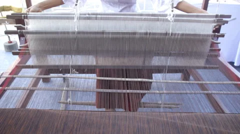 Traditional handmade textile weaving Stock Footage 59821626