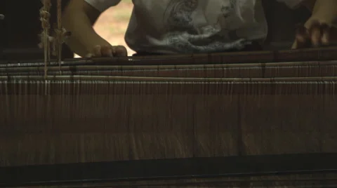 Traditional handmade textile weaving Stock Footage 60609128