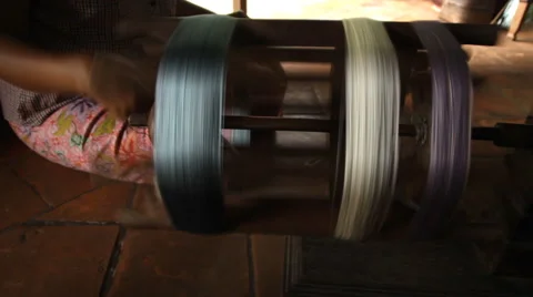 Traditional handmade textile weaving Stock Footage 60610232