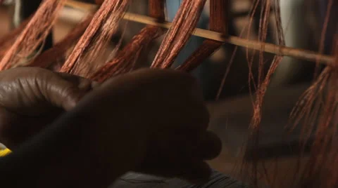 Traditional handmade textile weaving Video stock 60610425