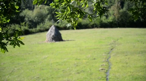 Traditional Haystack in rural field. Stock Footage 48937007