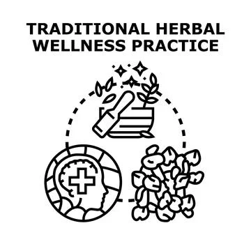 Traditional herbal wellness practice concept Stock Illustration