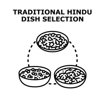 Traditional hindu dishes selection vector concept Stock Illustration