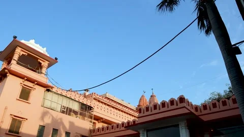 Traditional Hindu Temple Complex Architecture Against Clear Blue Sky During.. Stock Footage 337170378