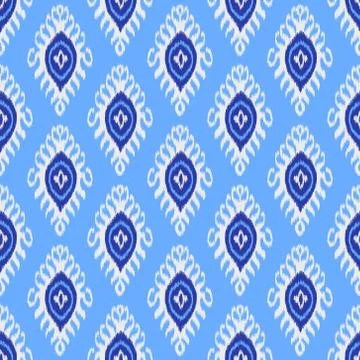 Traditional ikat pattern. Seamless geometric pattern, based on ikkat fabric s Stock Illustration