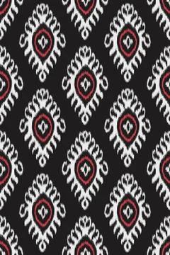 Traditional ikat pattern. Seamless geometric pattern, based on ikkat fabric s Stock Illustration