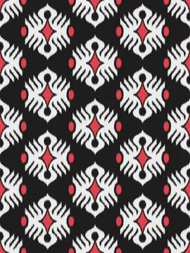 Traditional ikat pattern. Seamless geometric pattern, based on ikkat fabric s Stock Illustration