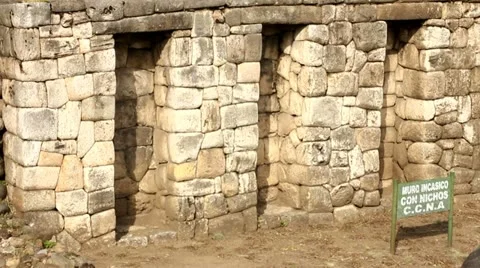 Traditional Inca wall Stock Footage 22055996