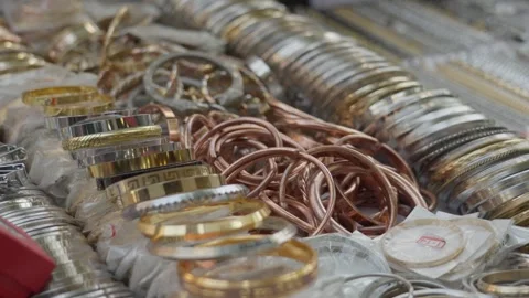 Traditional Indian Bangles And Bracelets Displayed At Kolkata Street Market Stock Footage 333151247