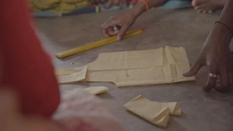 Traditional indian blouse stitching pattern, women selfhelp group during skill Stock Footage 317995843