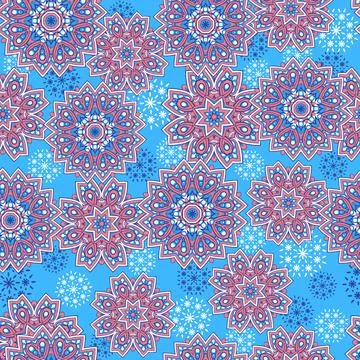 Traditional indian mandala pattern. Seamless texture with paisley flower Stock Illustration