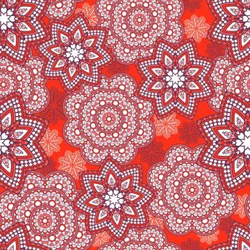 Traditional indian mandala pattern. Seamless texture with paisley flower Stock Illustration