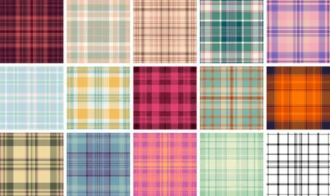 Traditional inspired vintage plaid pattern pack. Seamless vector tartan des.. Illustrazione stock