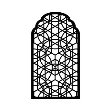 Traditional Islamic arch window or gate door with Arabic arabesque oriental Stock Illustration