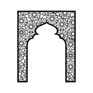 Traditional Islamic gate shape with beautiful Arabic arabesque pattern oriental Stock Illustration