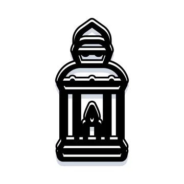 Traditional islamic lantern with light icon design Illustrazione stock