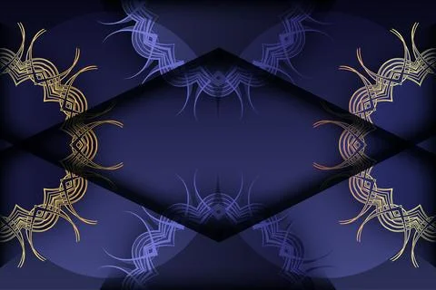 Traditional Islamic Mandala Pattern In Rich Blue And Gold Colors Stock Illustration