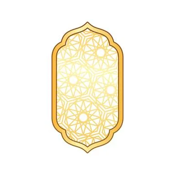 Traditional Islamic window arch frame with Arabic arabesque pattern oriental Stock Illustration