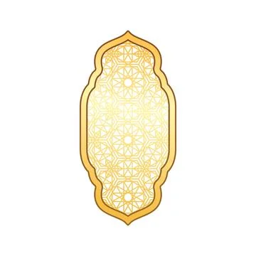 Traditional Islamic window arch frame with Arabic arabesque pattern oriental Stock Illustration