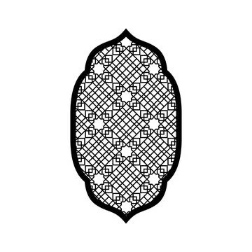 Traditional Islamic window shape with Arabic arabesque pattern in oriental style Stock Illustration
