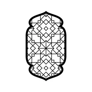 Traditional Islamic window shape with Arabic arabesque pattern oriental style Stock Illustration