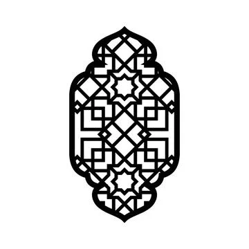 Traditional Islamic window shape with Arabic arabesque pattern oriental style Illustrazione stock