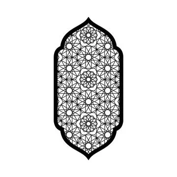 Traditional Islamic window shape with beautiful Arabic arabesque ornament Illustrazione stock