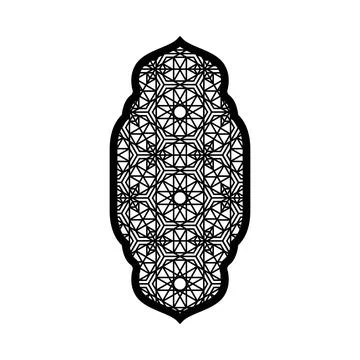 Traditional Islamic window shape, Ramadan black arch frame with Arabic arabesque Stock Illustration