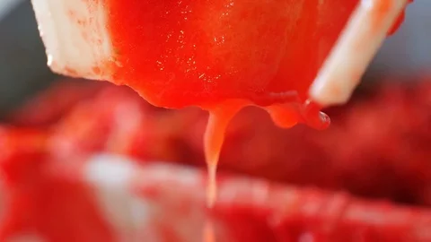 Traditional italian homemade tomato's sauce production- Filtering pulp  Stock Footage 80419393