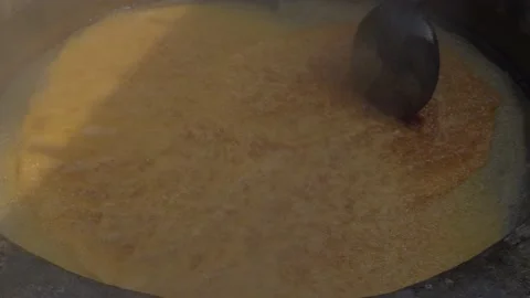 Traditional jaggery making production processing in plant Stock Footage 221890988