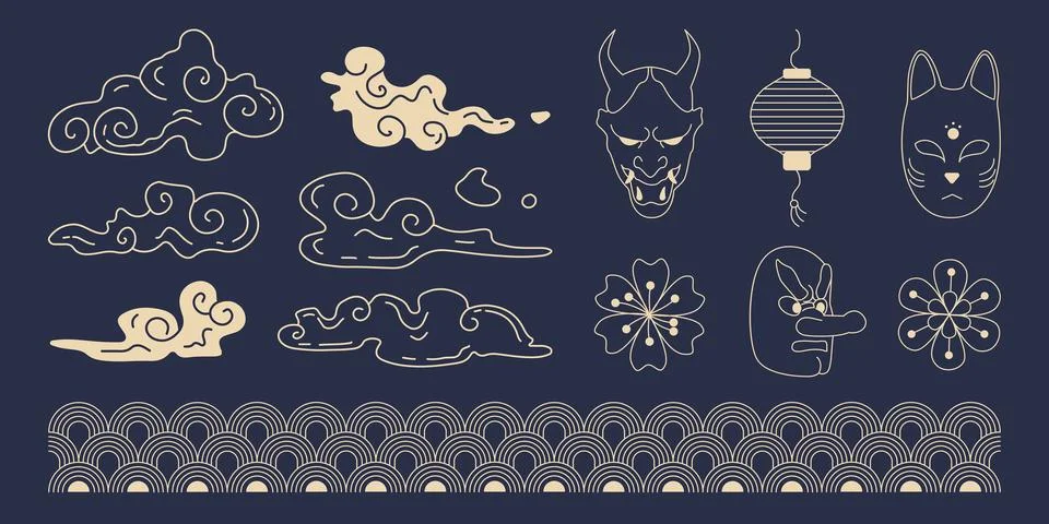 Traditional Japan elements set Stock Illustration