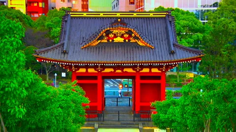 Traditional Japanese Building Tokyo Shibuya ARTCOLORED 01 Stock Footage