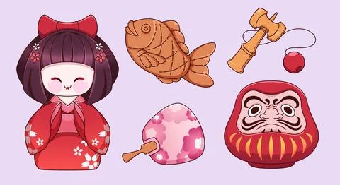 Traditional Japanese elements collection Stockillustratie
