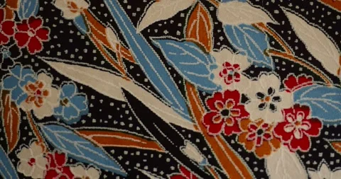 Traditional Japanese Floral Pattern with Horizontal Camera Movement Stock Footage 343669669