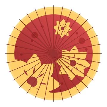 Traditional japanese parasol with floral pattern for asian culture decoration 库存插图