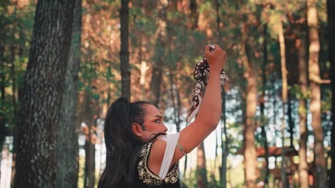 A Traditional Javanese Man Holding a Batik Handkerchief Stock Footage 313472706