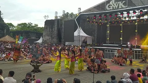 Traditional Kecak dance performance at Garuda Wisnu Kencana (GWK) Stock Footage 302236493