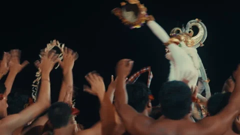 Traditional Kecak Fire Dance performance with Hanuman in Bali Stock Footage 328079431