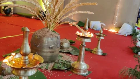 Traditional Kerala wedding function decoration Video stock 145593083