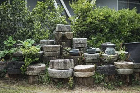 Traditional Korean bowl made of stone Stock Photos