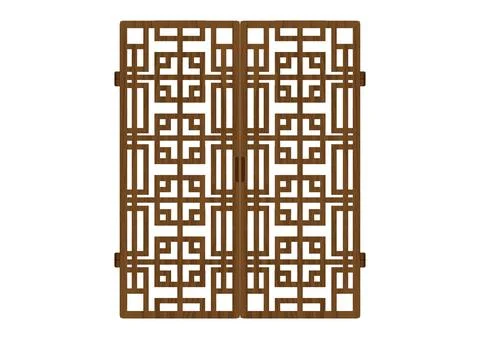 Traditional korean ornament frame pattern. Double door antique decoration art Stock Illustration