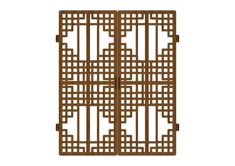 Traditional korean ornament frame pattern. Double door antique decoration art Stock Illustration