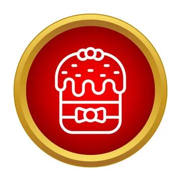 Traditional kulich easter cake line icon in a gold circle Stock Illustration