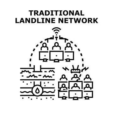 Traditional landline network with wired wireless connectivity Stock Illustration