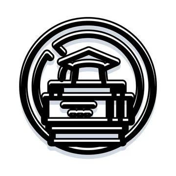 Traditional landmark building architecture structural symbol icon イラスト素材