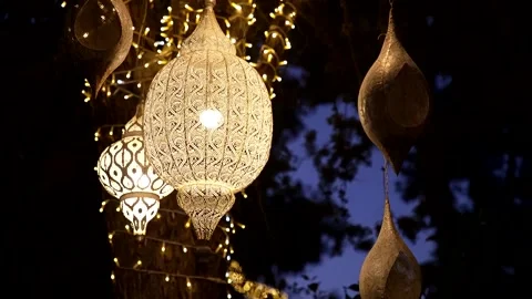 Traditional lantern in the night Stock Footage 167701677