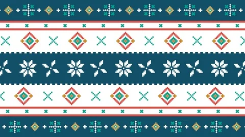 Traditional Lapland vector pattern, Sami people folk art design Stock Footage 116814314