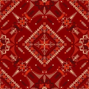 Traditional Latvian embroidery seamless pattern vector illustration 库存插图